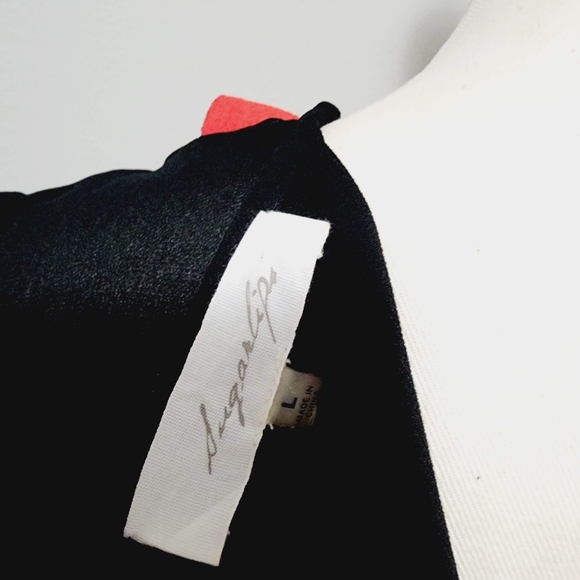 SugarLips red black crepe Peter pan collar dress size large - Picture 5 of 7